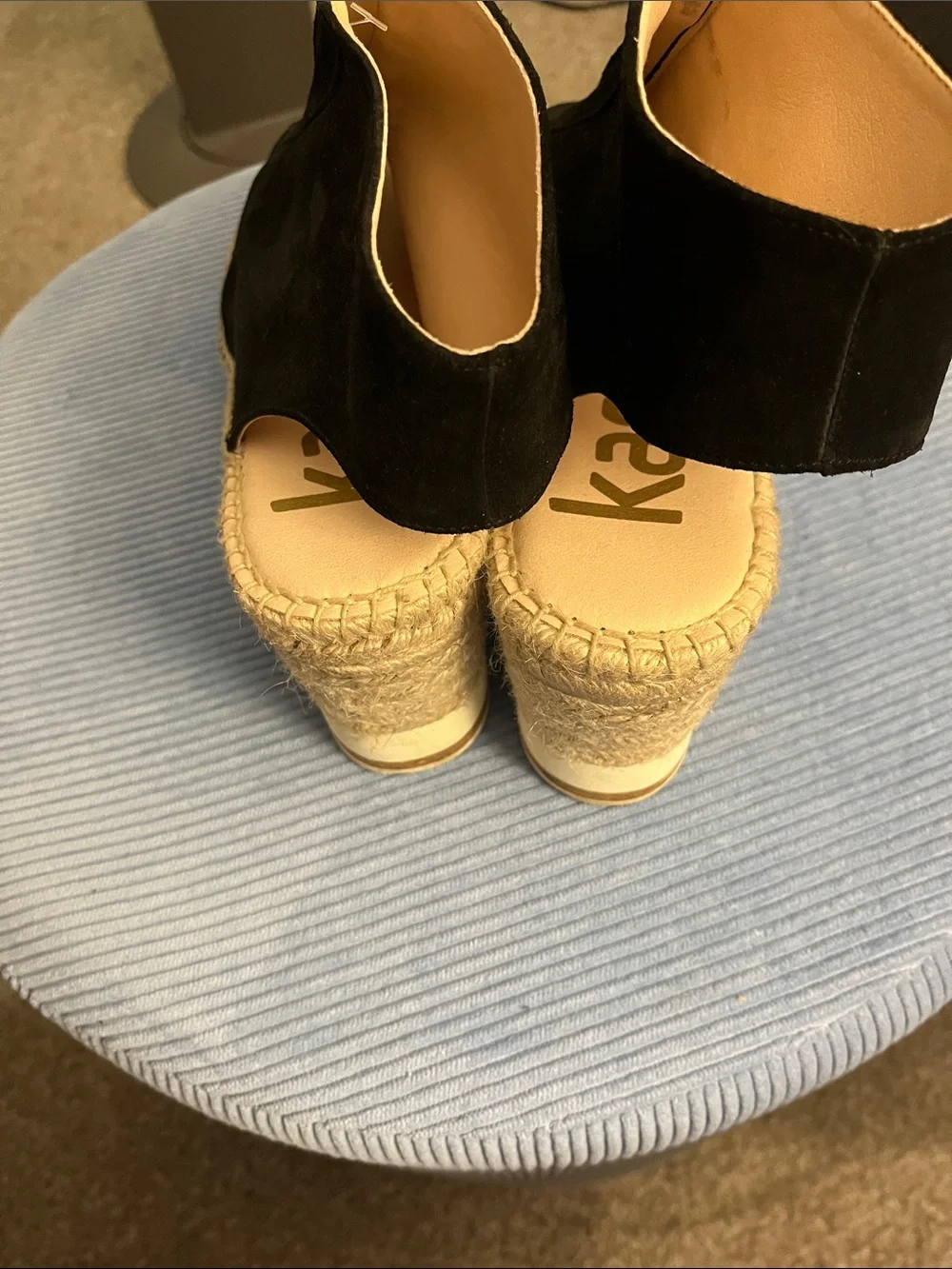 KANNA Women’s Black Suede Zip Espadrille Sandals - Open Toe